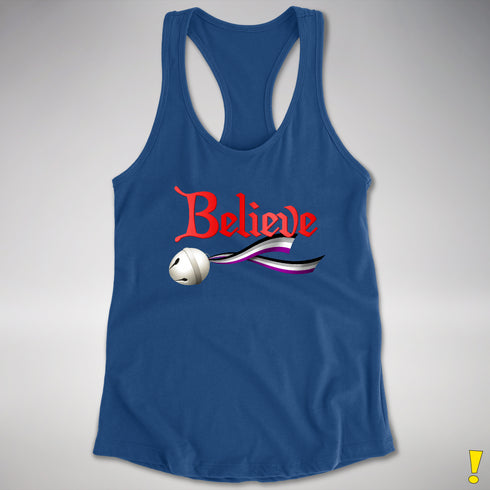 Believe Asexual Pride Jingle Bell Racerback Tank - Royal